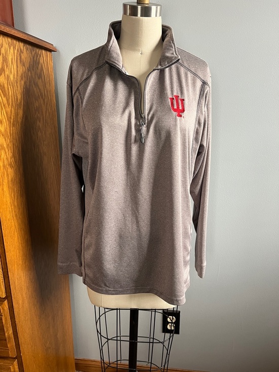 J. America Other - J. America Gray Quarter-Zip Pullover with Red IU Logo